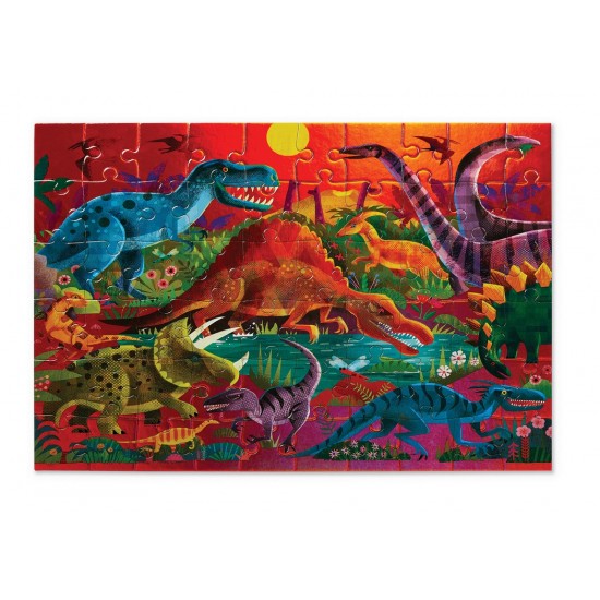 60-pcs Foil Puzzle Dazzling Dinosaurs