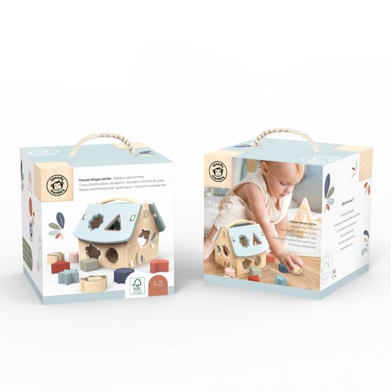 Ξύλινο Σπίτι ταξινόμησης με 8 κύβους 19,5x17x18,5 cm