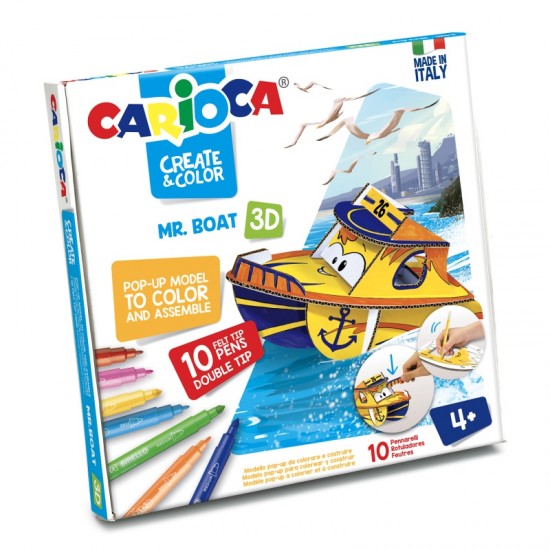ΣΕΤ ΖΩΓΡΑΦΙΚΗΣ CARIOCA ΧΑΡΤΟΚΟΠΤΙΚΗ CREATE & COLOR Mr BOAT