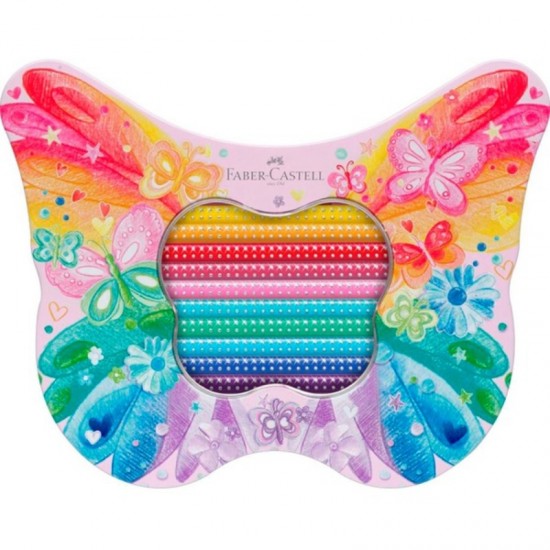 ΚΡΑΓΙΟΝ ΞΥΛΙΝΑ FABER CASTELL SPARKLE 20 χρωμ.PASTEL (μεταλλική κασετίνα πεταλούδα)