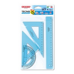 ΤΡΙΓΩΝΑ ΣΕΤ ARDA TECNOSCHOOL 20cm (διαφανή σιέλ)