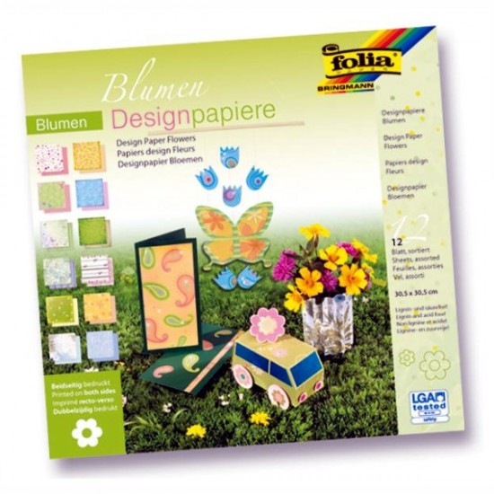 ΧΑΡΤΟΝΙΑ FOLIA GLITTER FLOWERS 30,5χ30,5 190gr ΑΣΟΡΤΙ 12τεμ. (12 σχέδια)
