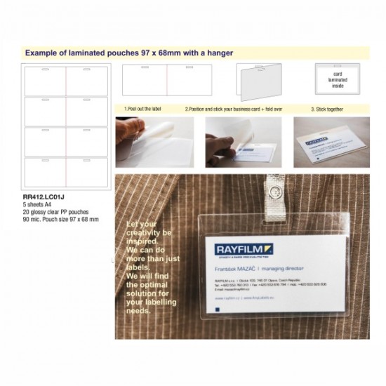 ΑΥΤΟΚ/ΤΑ RAYFILM ΠΛΑΣΤΙΚΟΠΟΙΗΣΗΣ ΚΑΡΤΩΝ  (πακέτο 5φυλ./20 κάρτες)