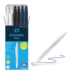 ΣΤΥΛΟ SCHNEIDER RECO ΑΥΤΟΜΑΤΟ ΜΠΛΕ (κουτί 6 τεμ /3χρώματα) ΣΕΤ 5+1 ΔΩΡΟ