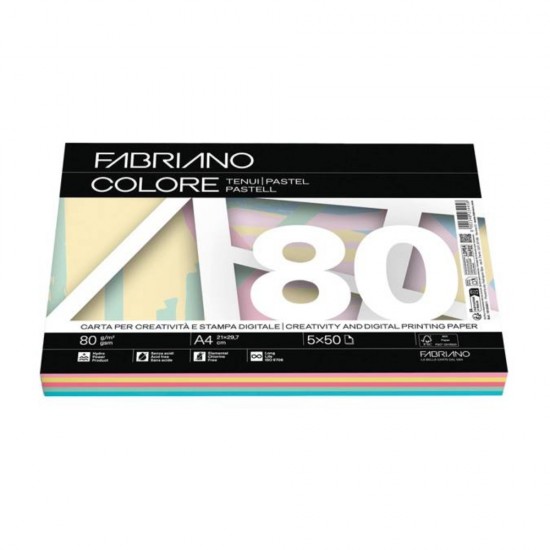 ΧΑΡΤΙ ΦΩΤΟΤΥΠΙΚΟ FABRIANO COLORE MIX ΠΑΛ ΧΡΩΜΑΤΑ Α4 80gr (5χ50φ)