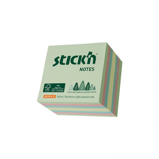 ΧΑΡΤΑΚΙΑ Stick'N ΚΥΒΟΣ PASTEL FSC 76Χ76 400Φ