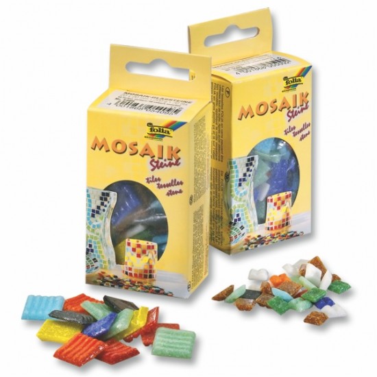 ΜΩΣΑΙΚΟ GLASS FOLIA  20x20mm  ΚΟΥΤΙ 70τεμ. ΑΣΟΡΤΙ 10 χρώματα
