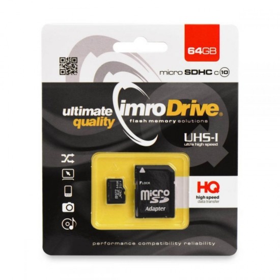 ΚΑΡΤΑ ΜΝΗΜΗΣ Micro-SDHC IMPRO 64 GB με αντάπτορα (class 10)
