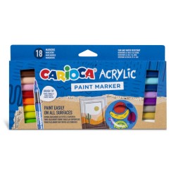 ΜΑΡΚΑΔΟΡΟΙ ΑΚΡΥΛΙΚΟΙ CARIOCA ΣΕΤ 18χρωμ. (brush tip)