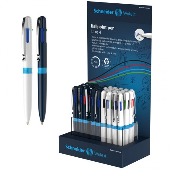 ΒΙΤΡΙΝΑ ΣΤΥΛΟ SCHNEIDER TAKE 4 (τετράχρωμο) (stand 36τεμ.)