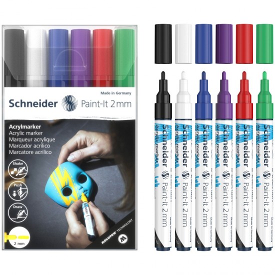 ΜΑΡΚΑΔΟΡΟΙ SCHNEIDER PAINT-IT 310 (2mm) σετ 6 βασικά χρώματα