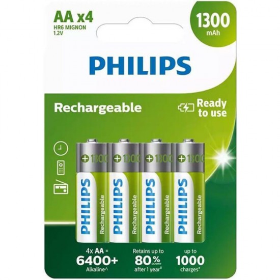 ΜΠΑΤΑΡΙΕΣ PHILIPS ΕΠΑΝΑΦΟΡΤΙΖΟΜΕΝΕΣ ΑΑ ΜΠΛΙΣΤΕΡ 4 τεμ.