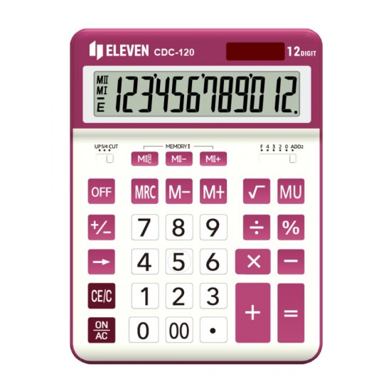 ΚΟΜΠΙΟΥΤΕΡ ELEVEN  CDC 120-WH/RD ΛΕΥΚΟ-ΦΟΥΞΙΑ (12 ψηφία) 206x155x35mm