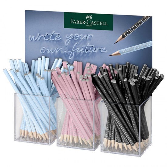 ΜΟΛΥΒΙΑ FABER CASTELL SPARKLE ΝΕΑ STAND 144τεμ.(σιέλ-ροζ-μαύρο)