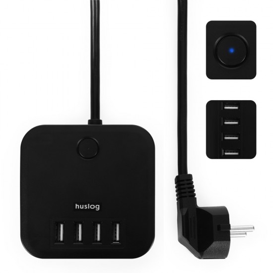 ΠΟΛΥΜΠΡΙΖΟ ΚΥΒΟΣ EMX-190224 (3 θέσεις + 4 θήρες usb) BLACK