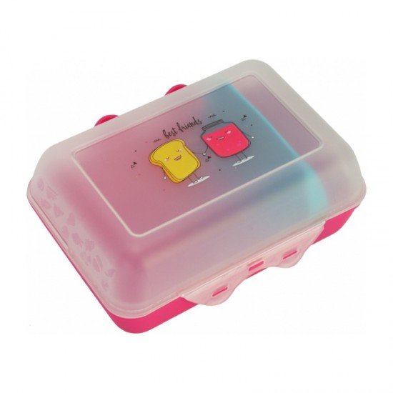 ΦΑΓΗΤΟΔΟΧΕΙΟ ΠΛΑΣΤΙΚΟ ΡΟΖ ΔΙΑΦΑΝΕΣ BEST FIENDS 850ml (165x120x70 mm)