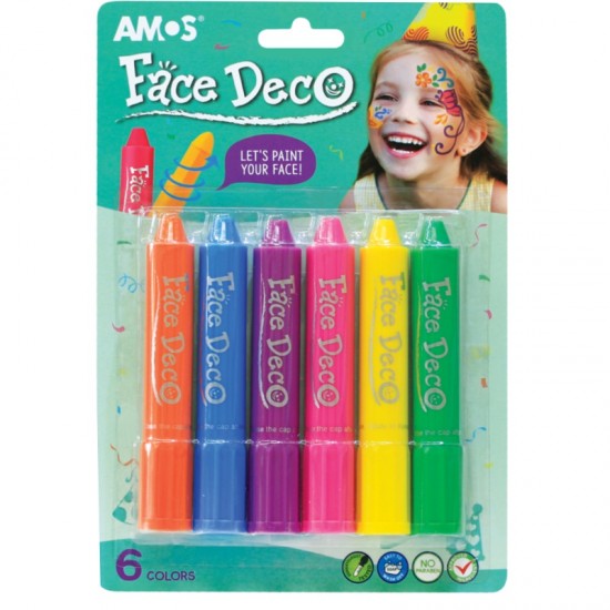 ΚΡΑΓΙΟΝ ΜΑΚΙΓΙΑΖ ΠΡΟΣΩΠΟΥ AMOS FACE DECO ΣΕΤ 6 ΧΡΩΜ. FANCY ΧΡΩΜΑΤΑ