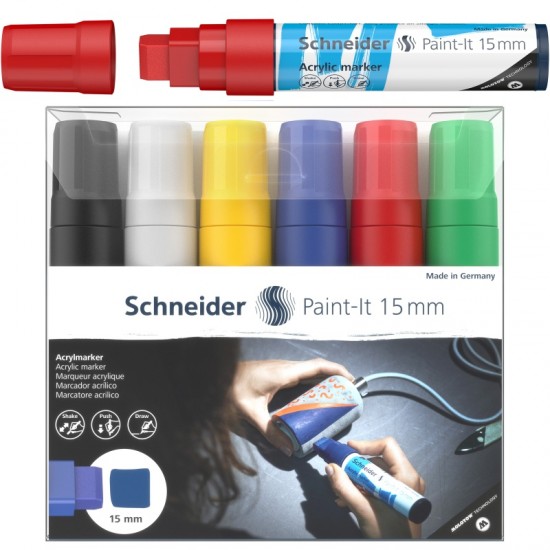 ΜΑΡΚΑΔΟΡΟΙ SCHNEIDER PAINT-IT 330 (15mm) σετ 6 βασικά χρώματα