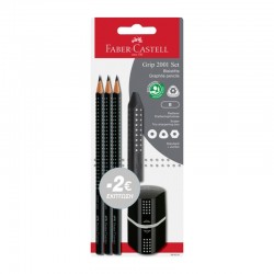 ΣΕΤ FABER CASTELL GRIP 3 ΜΟΛΥΒ.+ΓΟΜΑ+ΞΥΣΤΡΑ ΜΑΥΡΟ (-2€)
