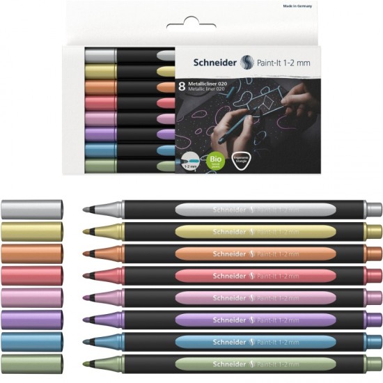 ΜΑΡΚΑΔΟΡΟΙ SCHNEIDER PAINT-IT METALIC 020 (1-2mm) ΣΕΤ 8χρωμ.