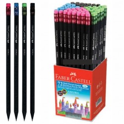 ΜΟΛΥΒΙΑ FABER CASTELL ΜΑΥΡΑ ΜΕ ΧΡΩΜ. ΓΟΜΑ STAND 72 τεμ.