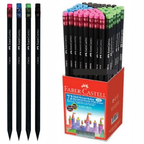 ΜΟΛΥΒΙΑ FABER CASTELL ΜΑΥΡΑ ΜΕ ΧΡΩΜ. ΓΟΜΑ STAND 72 τεμ.