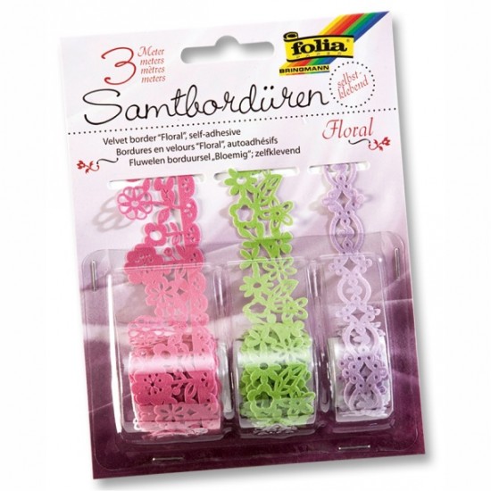 ΔΑΝΤΕΛΑ FOLIA ΑΥΤΟΚ/ΤΗ VELVET FLORAL 1m ΣΕΤ 3τεμ.