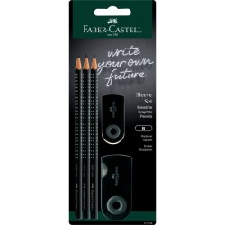 ΣΕΤ FABER CASTELL GRIP 3 ΜΟΛΥΒ.+ΓΟΜΑ+ΞΥΣΤΡΑ ΜΑΥΡΟ (δώρο τα 2  μολύβια)