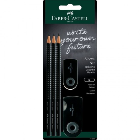 ΣΕΤ FABER CASTELL GRIP 3 ΜΟΛΥΒ.+ΓΟΜΑ+ΞΥΣΤΡΑ ΜΑΥΡΟ (δώρο τα 2  μολύβια)