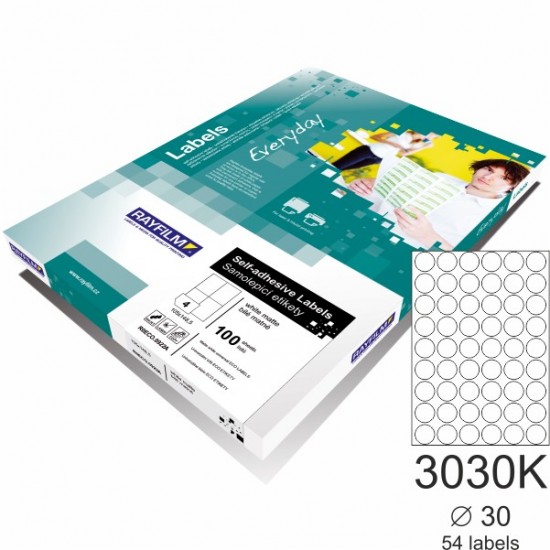 ΕΤΙΚΕΤΕΣ RAYFILM ECO Α4 ΣΤΡΟΓΓΥΛΕΣ Φ30mm 100φ.