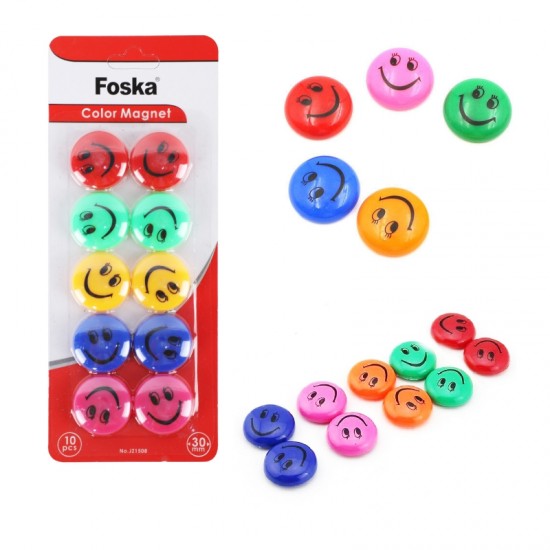 ΜΑΓΝΗΤΕΣ FOSKA ΧΡΩΜΑΤΙΣΤΟΙ ΦΑΤΣΟΥΛΕΣ ΜΠΛΙΣΤΕΡ 10τεμ. Φ30mm