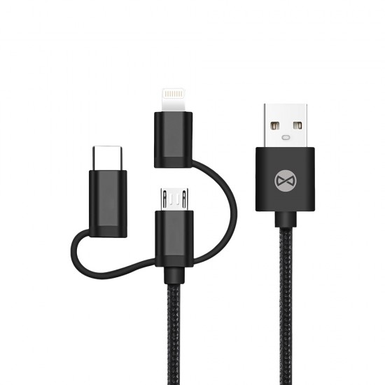 ΚΑΛΩΔΙΟ FOREVER 3 IN 1 USB   (micro usb/lightning/type c) BLACK