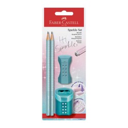 ΣΕΤ FABER CASTELL SPARKLE ΝΕΟ 2 ΜΟΛΥΒΙΑ +ΓΟΜΑ+ΞΥΣΤΡΑ (μέντα)