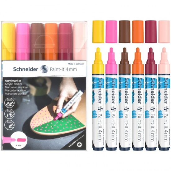 ΜΑΡΚΑΔΟΡΟΙ SCHNEIDER PAINT-IT 320 (4mm) σετ 6 γήινα χρώματα