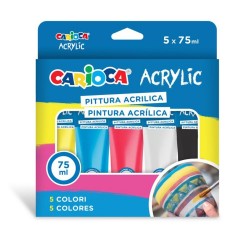 ΧΡΩΜΑΤΑ ΑΚΡΥΛΙΚΑ CARIOCA 75ml ΣΕΤ 5 Χρωμάτων.