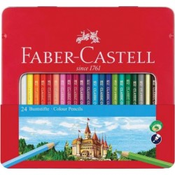 ΚΡΑΓΙΟΝ ΞΥΛΙΝΑ FABER CASTELL ΜΕΤΑΛΛΙΚΗ ΚΑΣΕΤΙΝΑ 24 χρωμ.
