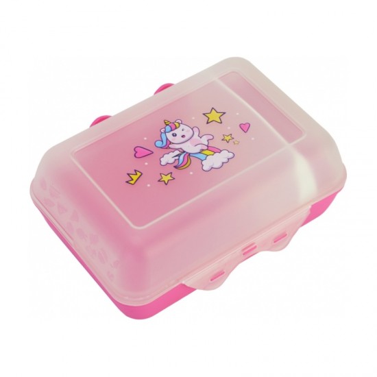 ΦΑΓΗΤΟΔΟΧΕΙΟ ΠΛΑΣΤΙΚΟ ΡΟΖ ΔΙΑΦΑΝΕΣ UNICORN 850ml (165x120x70 mm)