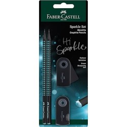 ΣΕΤ FABER CASTELL SPARKLE  MIDNIGHT 2 ΜΟΛΥΒΙΑ +ΓΟΜΑ+ΞΥΣΤΡΑ (μπλε)