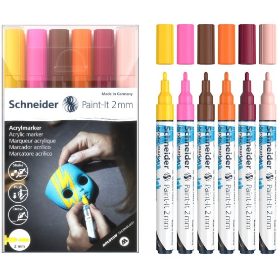 ΜΑΡΚΑΔΟΡΟΙ SCHNEIDER PAINT-IT 310 (2mm) σετ 6 γήινα χρώματα