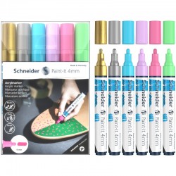 ΜΑΡΚΑΔΟΡΟΙ SCHNEIDER PAINT-IT 320 (4mm) σετ 6 pastel μεταλλικά χρώματα