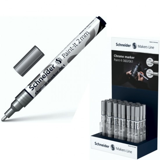 ΒΙΤΡΙΝΑ ΜΑΡΚΑΔΟΡΟΙ SCHNEIDER PAINT-IT 060/061 CHROME METALIC (0.8-2mm) 30τεμ.