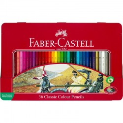 ΚΡΑΓΙΟΝ ΞΥΛΙΝΑ FABER CASTELL ΜΕΤΑΛΛΙΚΗ ΚΑΣΕΤΙΝΑ 36 χρωμ. (115886)