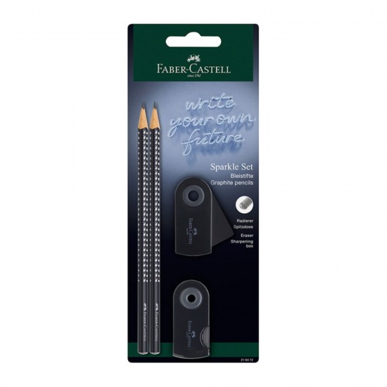 ΣΕΤ FABER CASTELL SPARKLE ΝΕΟ 2 ΜΟΛΥΒΙΑ +ΓΟΜΑ+ΞΥΣΤΡΑ (μαύρο)