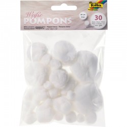ΠΟΜ-ΠΟΜ POM-POM FOLIA ΛΕΥΚΑ ΑΣΟΡΤΙ 30τεμ. (Φ 1-5cm)