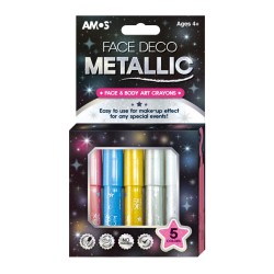ΚΡΑΓΙΟΝ ΜΑΚΙΓΙΑΖ ΠΡΟΣΩΠΟΥ AMOS FACE DECO METALIC ΣΕΤ 5 ΧΡΩΜ.