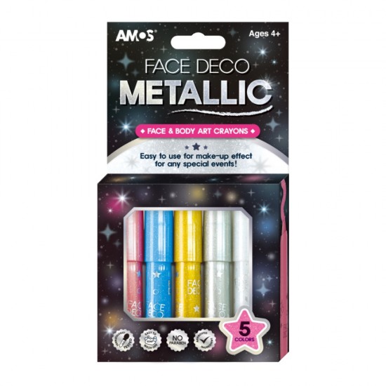 ΚΡΑΓΙΟΝ ΜΑΚΙΓΙΑΖ ΠΡΟΣΩΠΟΥ AMOS FACE DECO METALIC ΣΕΤ 5 ΧΡΩΜ.