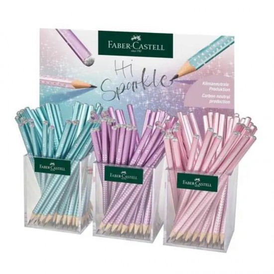 ΜΟΛΥΒΙΑ FABER CASTELL SPARKLE METALLIC STAND 144τεμ.(ροζ,τυρκουαζ,μωβ)