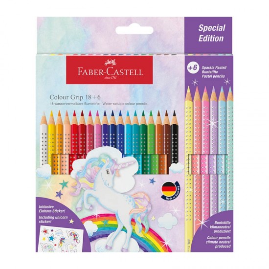 ΚΡΑΓΙΟΝ ΞΥΛΙΝΑ FABER CASTELL SPARKLE ΜΟΝΟΚΕΡΟΣ 24 χρωμ.(18+6)