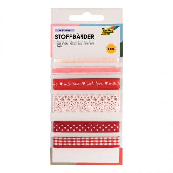 ΚΟΡΔΕΛΑ ΥΦΑΣΜΑΤΙΝΗ FOLIA ΣΕΤ 6τεμ. ΑΣΟΡΤΙ (1x50cm & 5x100cm) ΚΟΚΚΙΝΟ/ΡΟΖ