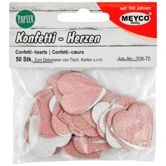 ΔΙΑΚΟΣΜΗΤΙΚΑ ΧΑΡΤΙΝΑ ΚΑΡΔΙΕΣ GLITTER ΡΟΖ-ΑΣΗΜΙ Φ2,6mm 50τεμ.